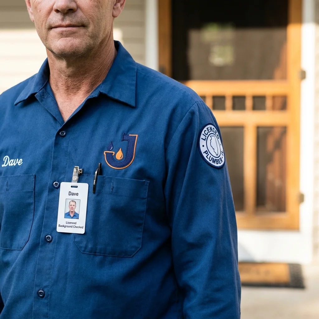 Licensed plumber showing ID badge in Lumber City, GA