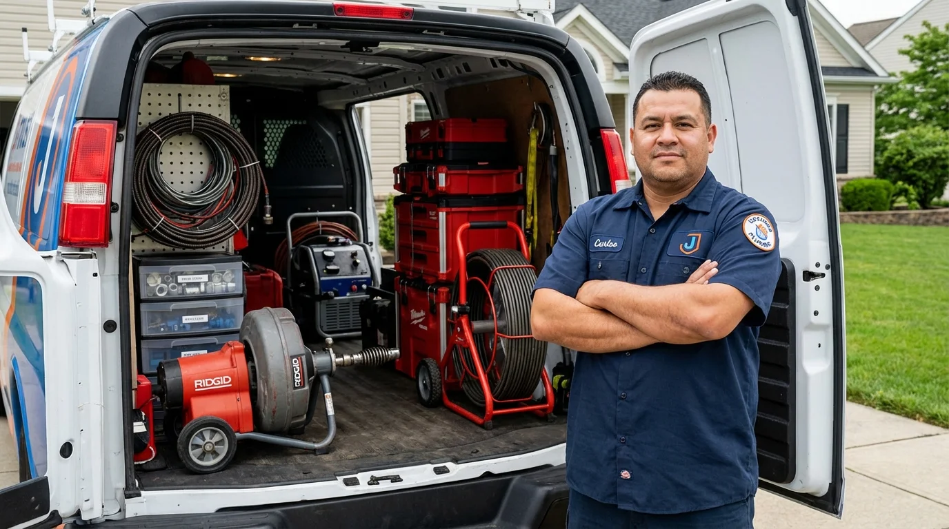 Professional drain cleaning equipment and Johns Plumbing LLC plumber in Lumber City