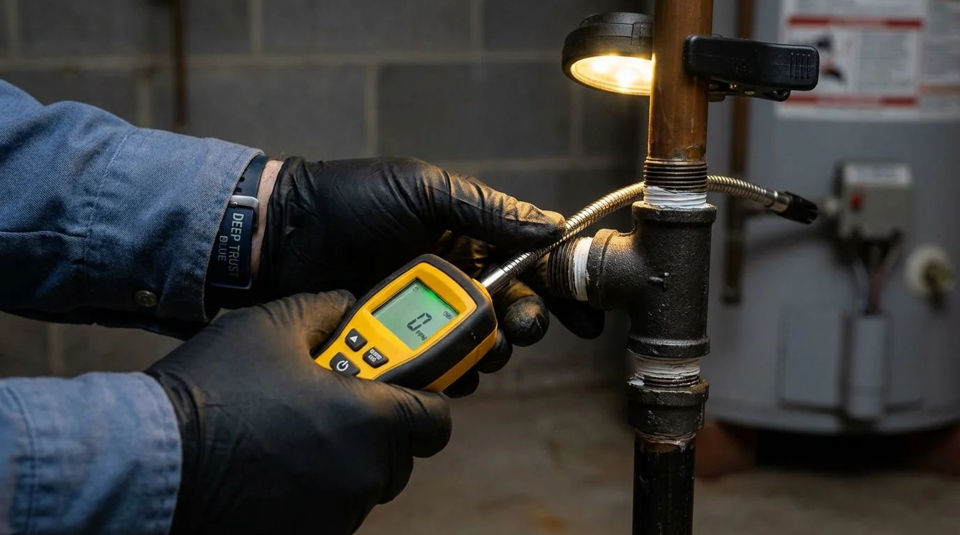 Gas leak detection with electronic sniffer by Johns Plumbing LLC in Lumber City