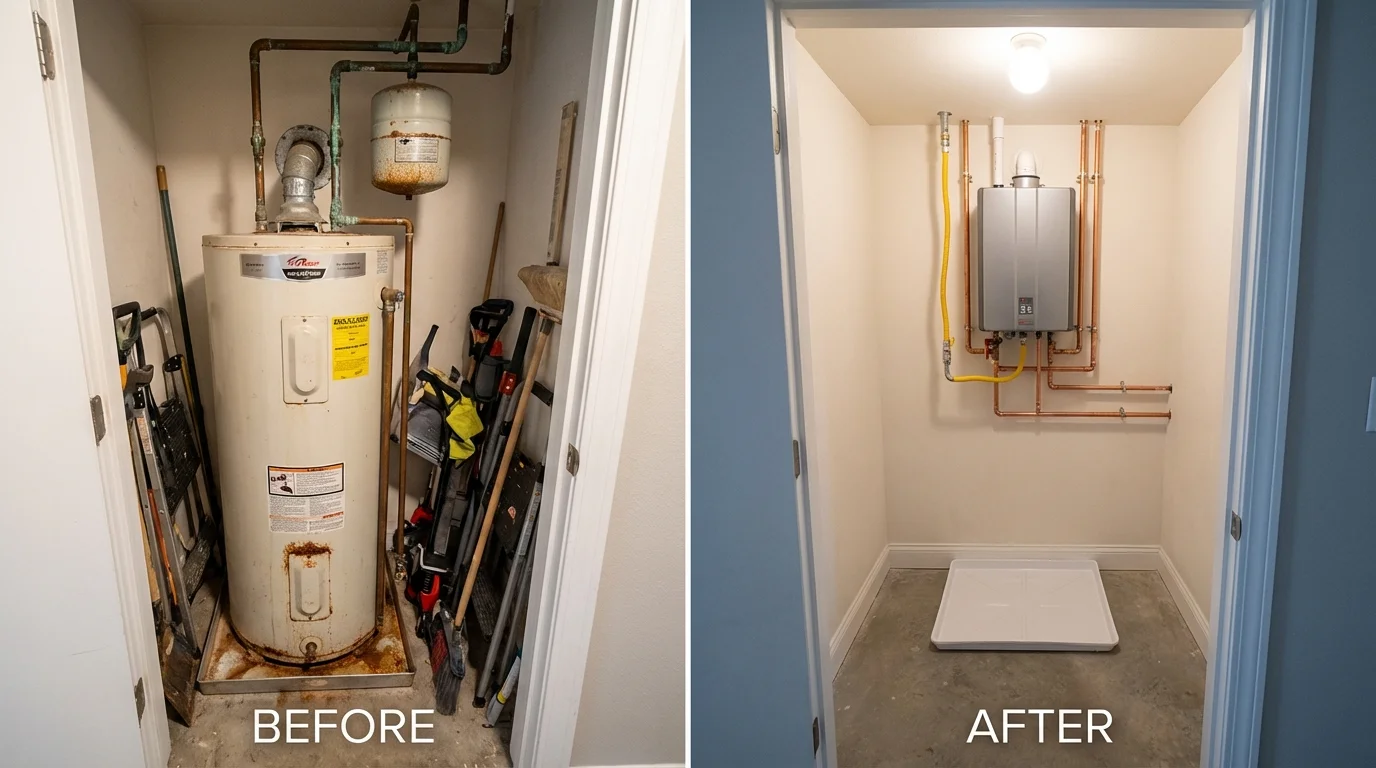 Tank water heater versus wall-mounted tankless unit comparison for Lumber City, GA homeowners