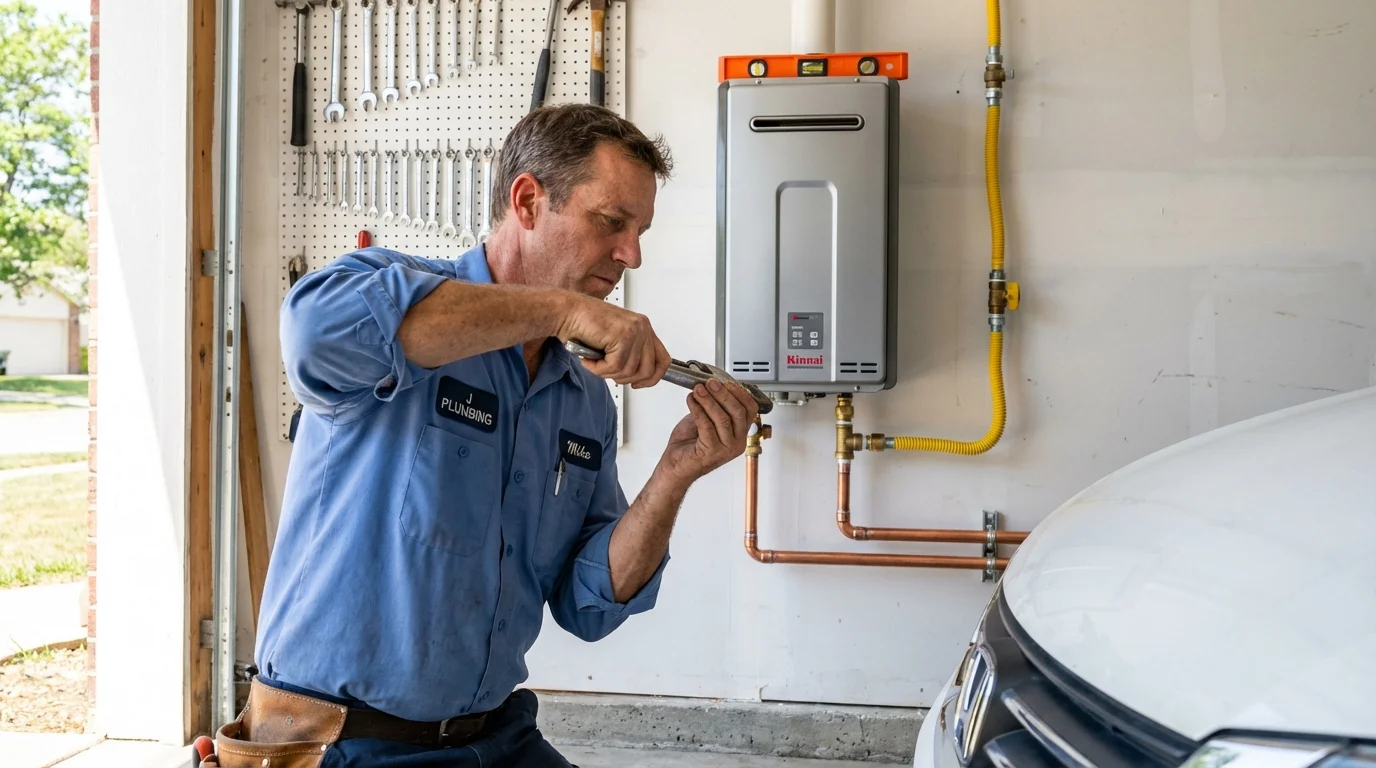 Tankless water heater installation by a Johns Plumbing LLC plumber in Lumber City