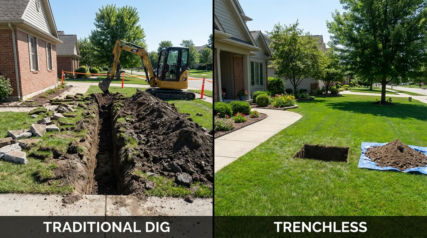 Trenchless sewer repair with minimal yard damage versus traditional excavation in Lumber City, GA